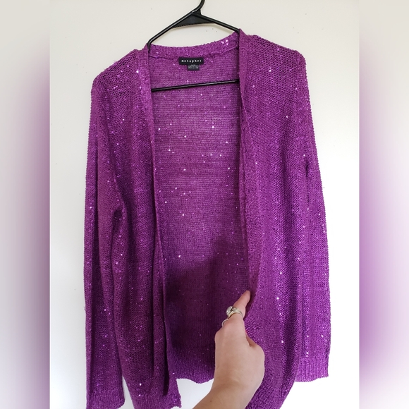 NWOT Elegant sparkled fuchsia cardigan - Picture 10 of 14